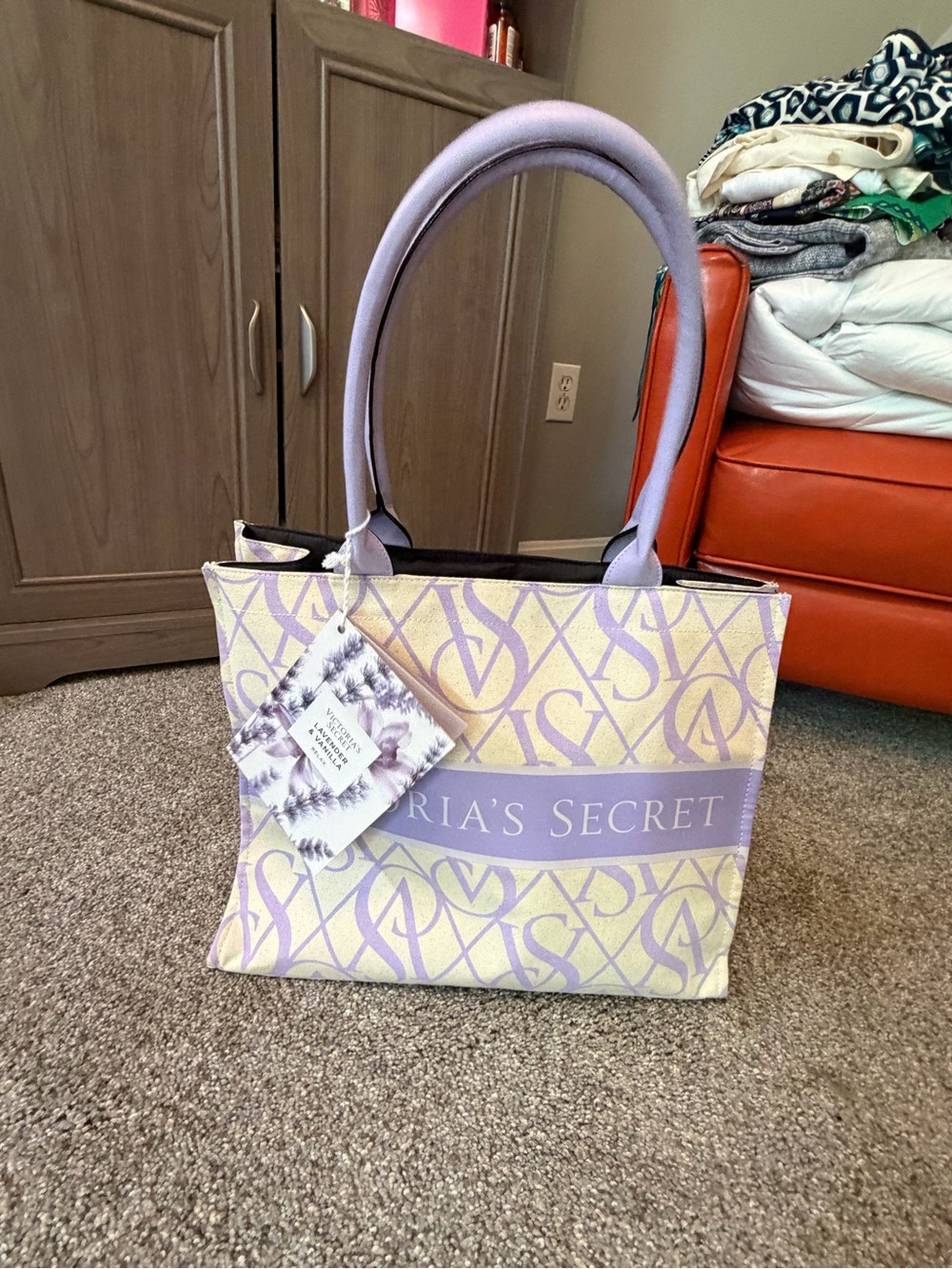 Victoria's Secret Lavender Patterned Tote Bag